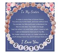 Pulsera de pulsera natural con varios conjuntos de anillos, pulsera de cuentas regalo con tarjeta de felicitación para mamá, pulsera de cuarzo y joyas, talla única, Piedra natural, No es una piedra