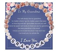 Pulsera de pulsera natural con varios conjuntos de anillos, pulsera de cuentas regalo con tarjeta de felicitación para mamá, pulsera de cuarzo y joyas, talla única, Piedra natural, No es una piedra