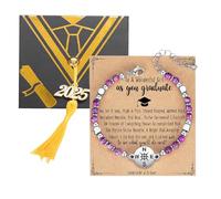 Pulsera de regalo de graduación para niña, regalo de graduación con pulsera, regalo de graduación 2025, regalos para compañeros de clase, novio, hija, standard, Resinoso, No es una piedra preciosa