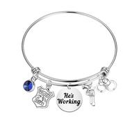 Pulsera de regalo de seguridad policial, regalo de agradecimiento para oficial de policía, pulsera para esposa y novia, talla única, Cuero sintético, 0