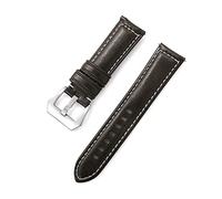 Pulsera de reloj vintage de piel sintética con acabado encerado al aceite. Correa estilo retro para hombre y mujer en 18 mm, 20 mm, 22 mm y 24 mm.,Verde oscuro,24 mm