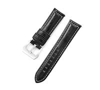Pulsera de reloj vintage de piel sintética con acabado encerado al aceite. Correa estilo retro para hombre y mujer en 18 mm, 20 mm, 22 mm y 24 mm.,Negro,18 mm