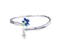 Pulsera de relojes para mujer, diseño de flores, colgante chino, ajustable, pulsera abierta para temperamento ligero, brazalete para banquete, altímetro para senderismo, talla única, Cobre, No es una