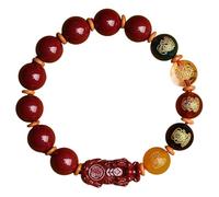 Pulsera de riqueza de Feng Shui - Abalorio Pixiu de arena púrpura para prosperidad de dinero - Pulsera de piedras preciosas de chakra de cristal de cinco dioses de la riqueza, 10mm, Piedra, Sin piedra