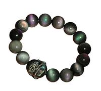 Pulsera de riqueza de Feng Shui con Buda sonriente, talismán de obsidiana arcoíris para atraer riqueza y buena suerte, regalo de joyería de cristal unisex