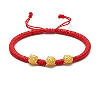 Pulsera de riqueza de Feng Shui Pixiu Dragón, pulsera de cuerda roja, pulsera de animales del zodiaco chino, pulsera roja de la suerte, pulsera budista hecha a mano, amuleto de buena suerte, ajustable