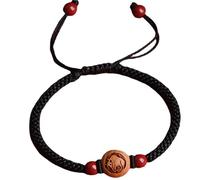 Pulsera de riqueza de Feng Shui - Pulsera de cadena roja ajustable con piedra de cristal de cinabrio con dije de animal del zodiaco chino, amuleto de buena suerte para prosperidad y fortuna, One Size