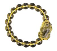 Pulsera de riqueza de Feng Shui - Pulsera de citrino para prosperidad y buena suerte - Talismán elástico de cuentas de cristal amarillo natural, 10MM, Piedra, Sin piedra preciosa