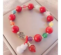 Pulsera de riqueza de feng shui wu lou/hulu/calabash encanto pulsera de cristal calcedony múltiple chakra balanceo amuleto de piedras preciosas para la longevidad prosperidad energía física, agata