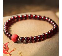 Pulsera de riqueza de granate rojo Feng Shui auténtica joyería de cinabrio curación chakra meditación cristal reiki amuleto suerte riqueza alejar los malos espíritus pulsera regalos para mujeres y
