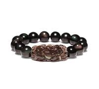 Pulsera de riqueza de obsidiana negra Feng Shui. Pulsera de obsidiana, obsidiana dorada natural, pulsera espiritual for chakras, amuleto de la suerte, ajustable, for protegerse del mal, for hombres y