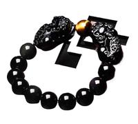 Pulsera de riqueza de obsidiana negra Feng Shui. Pulsera de obsidiana, pulsera Pixiu de la riqueza del Feng Shui, pulsera de cuentas naturales, meditación Reiki, ahuyenta los malos espíritus, talismán