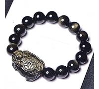 Pulsera de riqueza de tortuga de dragón de obsidiana dorada de Feng Shui, joyería auténtica, amuleto de cristal de meditación de chakras curativos, pulsera de protección de la riqueza de la suerte