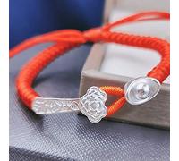 Pulsera de Riqueza Feng Shui Lingote de Plata de Ley Pulsera con Colgante de Pulsera Tejida a Mano con Hilo Rojo Pulsera de Pareja Amuleto de Estilo Retro Chino Ajustable para atraer Riqueza