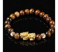 Pulsera de Riqueza Feng Shui para Hombres, Pulsera de Piedra de Ojo de Tigre Amarillo, Brazalete elástico, talismán de Cuentas de Mantra talladas a Mano para Prosperidad, Dinero, Buena Suerte, 8MM
