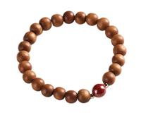 Pulsera de Riqueza Feng Shui, Pulsera de Cuentas de Jade, Pulsera elástica con Cuentas, Pulsera de Cristal con Amuleto de la Suerte, Reiki para Hombres y Mujeres, cinabrio de 8 mm ((Color: melocotón,