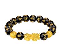 Pulsera de riqueza para hombre, pulsera de obsidiana negra, accesorio de joyería ajustable para muñeca, pulsera de piedra de ajuste flexible para la escuela, hogar, uso al aire libre, uso diario, 6.7