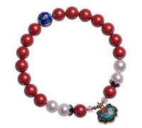 Pulsera de riqueza Pulsera de cuarzo de cinabrio natural Bloqueo de larga vida Pulsera de encanto de fortuna Amuleto Pulsera de cuentas de cristal de piedras preciosas Año del tigre 2022 Regalos ESBAN