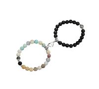 Pulsera de rodonita genérica con incrustaciones y pulsera de 2 unidades, conjunto de pulseras de colores para pulsera clásica negra, talla única, Metal, No es una piedra preciosa