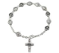 Pulsera de Rosario con Cuentas de Metal del Papa Francisco y la Cruz Original del Papa Francisco de Vedele