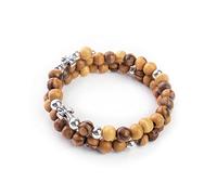 Pulsera de rosario para mujer de Tierra Santa, pulseras elásticas de cuentas de madera de olivo con colgante de cruz, pulsera cristiana de oración de rosario de madera de 4 décadas para mujeres y
