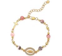 Pulsera de Rosario para Mujer, Pulsera Ajustable de Aleación Zinc Cruz Virgen María Delicada Joyería Virgen Guadalupe Joyería Religiosa Católica para Confirmación Bautismo Primera Comunión Madrina