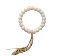 pulsera de rosario, Pulsera de cuentas raíz Bodhi jade blanco, hecha a mano con borla, Buda for meditación y oración(D)
