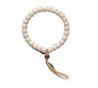 pulsera de rosario, Pulsera de cuentas raíz Bodhi jade blanco, hecha a mano con borla, Buda for meditación y oración(C)