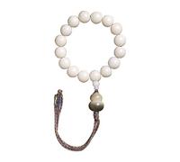 pulsera de rosario, Pulsera de cuentas raíz Bodhi jade blanco, hecha a mano con borla, cuenta Buda for meditación y oración(Wit)