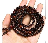 Pulsera de rosario vintage de madera de incienso rojo - Energía zen, pulsera elástica de la suerte, joyería espiritual unisex con cuentas de madera for meditación y yoga(6mm*108a)