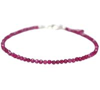 Pulsera de rubíes AAA naturales de 2 a 2,5 mm con piedras preciosas facetadas, pulsera de cuentas delicadas de 7.5 pulgadas, cadena ajustable, gancho de plata, para niñas y mujeres