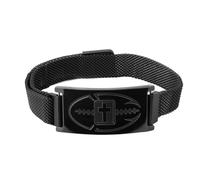 Pulsera de Rugby Negra Cruz y Versículo Bíblico, Joyería Deportiva Cristiana Ajustable Accesorio Religioso Jugadores Equipos Masculinos para Bautismo Primera Comunión y Confirmación (Estilo 3)