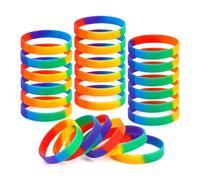 Pulsera de silicona arco iris goma elástica lote 28 pulsera deportiva | Pulsera de silicona caucho elástico arco iris 28 piezas 20,2 x 1,2 cm multicolor deporte fitness fiesta regalo degradado