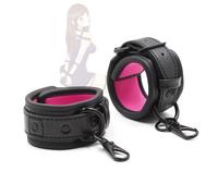 Pulsera de soporte de piel acolchada de color negro y rosa Clash (ajustable)