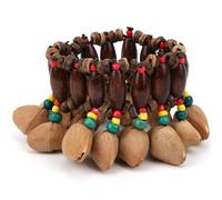 Pulsera de tambor africano, instrumento de percusión hecho a mano con cáscara de nuez, campanillas de muñeca de sonido nítido para tocar el tambor y realizar actuaciones