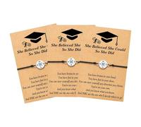 Pulsera de tarjeta de graduación con forma de corazón, 1 pulsera y 1 tarjeta, un excelente para cualquier persona que se embarque en una nueva vida, paquete de joyas para mujer, talla única, tela, No