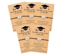 Pulsera de tarjeta de graduación con forma de corazón, 1 pulsera y 1 tarjeta, un excelente para cualquier persona que se embarque en una nueva vida, paquete de joyas para mujer, talla única, tela, No