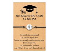 Pulsera de tarjeta de graduación con forma de corazón, 1 pulsera y 1 tarjeta, un excelente para cualquier persona que se embarque en una nueva vida, paquete de joyas para mujer, talla única, tela, No