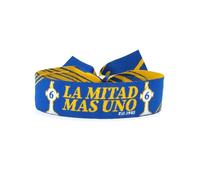 Pulsera de Tela Elástica Bandera de Valencia | Diseño Senyera Coronada para Hombre y Mujer | Ajustable 18-20cm | Accesorio Valenciano con Escudo y Etiqueta de Cuero | Regalo Original BDM