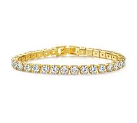 Pulsera de tenis chapada en oro amarillo de 18 quilates con cristales de Swarovski para mujeres y niñas