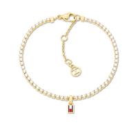 Pulsera de tenis dorada para mujer Tommy Hilfiger con piedras brillantes