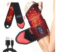 Pulsera de terapia de luz roja para mano y muñeca, dispositivo de luz infrarroja cercana de 660 nm y 850 nm, 3 ajustes de masaje de calor y vibración, 2000 mAh inalámbrico, 36 LED para mayor comodidad