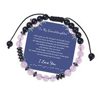 Pulsera de titanio para niñas con texto en inglés «To My And Granddaughter» de 6 mm, talla única, Piedra natural, No es una piedra preciosa