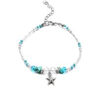 Pulsera de tobillo Accesorios para Pies Cadena de Playa Joyas Perlas Estilo Bohemio Mujeres Ajustables Chicas, Turquesa Elegante y Popular Handy And Professional
