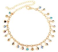 Pulsera de tobillo borla tono pequeño talón cadena pie circonitas p