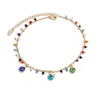 Pulsera de Tobillo con Dije de Mal de Ojo Turco Multicolor, Cadena de pie Ajustable, Tobillera con Cuentas, joyería para Mujeres y niñas