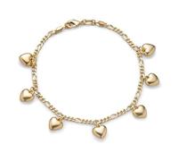 Pulsera De Tobillo Con Dijes Colgantes De Corazones Múltiples, Cadena Figaro, Para Mujeres Adolescentes Novias, De Latón Chapado En Oro De 18 Quilates Ajustable De 9 A 9.5 Pulgadas Con Extensor