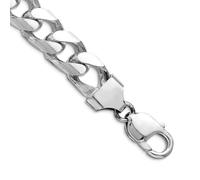 Pulsera de tobillo de plata de ley 925 chapada en rodio de 11 mm, abovedada con corte brillante lateral, regalo de joyería para mamá, 25 centimeters, Metal Plata metal Rodio Plata, No es una piedra