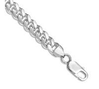 Pulsera de tobillo de plata de ley 925 chapada en rodio de 7,8 mm pulida, con cadena abovedada, regalo de joyería para mamá, 25 centimeters, Metal Plata metal Rodio Plata, No es una piedra preciosa