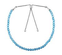 Pulsera de topacio azul cielo de 3 mm con cuentas redondas talladas en facetas, cierre ajustable chapado en plata de 18 cm para hombre y mujer | LK_STACK_06133